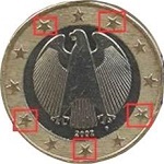 1 euro con stelle ruotate