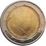2 euro con conio ostruito