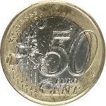 50 centesimi su tondello da 1 euro