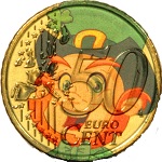 moneta da 50 centesimi colorata