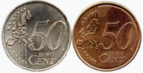 moneta da 50 centesimi con errore nella mappa